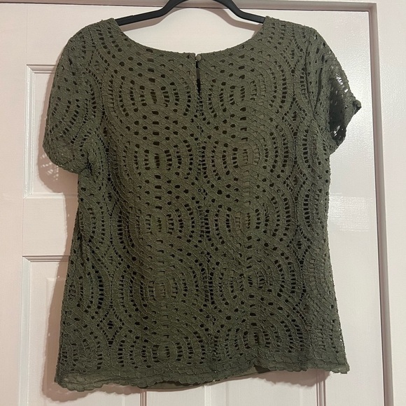 #140 J CREW • OLIVE GREEN • LACE BLOUSE - Picture 2 of 4
